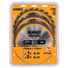 DeWalt DT1963 - Balení 3 pilových kotoučů do stacionární kotoučové pily na stavbu