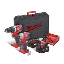 Milwaukee M18 CBLPP2B-402C - Aku set nářadí vrtačka + rázový utahovák 18 V / 4.0 Ah